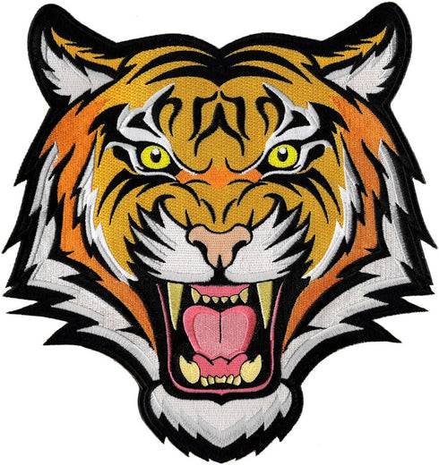 Tiger Patch Large Embroidered Iron-On Applique Roaring Bengal Striped Souvenir...