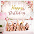 Happy Birthday Backdrop Decorations for Women Background Party Supplies Rose Backdrop Photography for Girls Boys Floral Glitters Banner Wedding Ba...