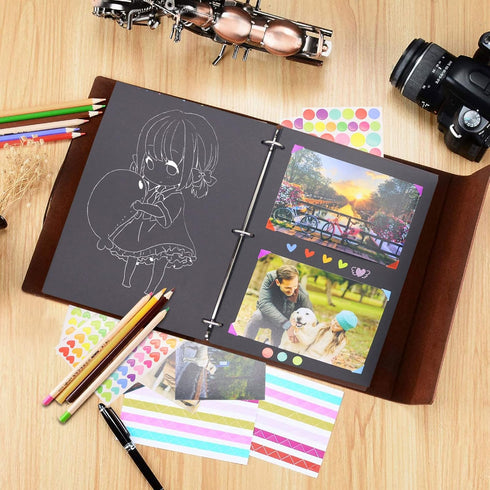 ZEEYUAN Scrapbooking Supplies Kits Leather Scrapbook Photo Album 8.5x11 inch Scrap Book 60 Pages, Leaf Pattern Photo Book Travelling Journal Scrap...