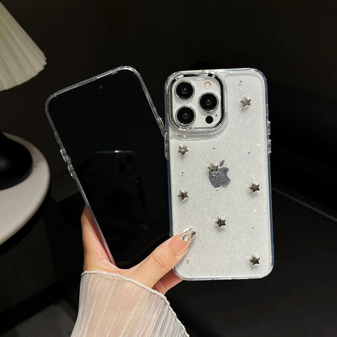 Bling Glitter 3D Bow Stars Clear Phone Case Compatible with iPhone Case (Bow,iPhone 13 Pro)...