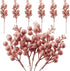 Crafare 24 Pack Rose Gold Christmas Glitter Berries Stems Artificial Christmas Picks for Christmas Tree Ornaments Wreath, Crafts, Holiday and Home...