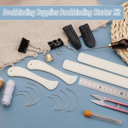 33 Pcs Bookbinding Kits 4 Pcs Bone Folder Paper Creaser Paper Folding Tool Book Binding Supplies with Bookbinding Needle, Waxed Thread, Steel Rule...