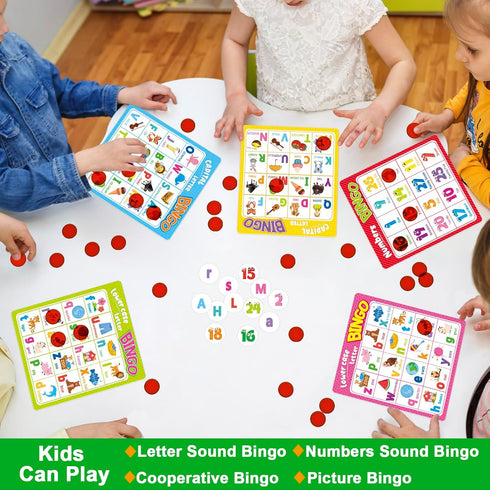 OUNENO Alphabet Bingo Game, ABC and 123 Bingo Board Game Uppercase Lowercase Number Bingo Game for Kindergarten and Preschool Classroom Home...