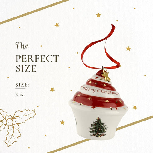 Spode Christmas Tree Cupcake Ornament, Long-Lasting Festive Holiday Ornament for Christmas Tree& Seasonal Display - Stylish Christmas Decoration f...