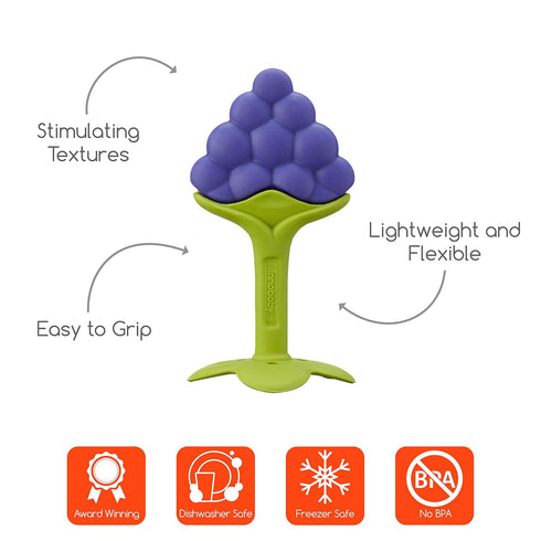Innobaby Original Teethin Smart EZ Grip Fruit Teether and Sensory Toy for Babies and Toddlers in Grape. BPA Free Teether...