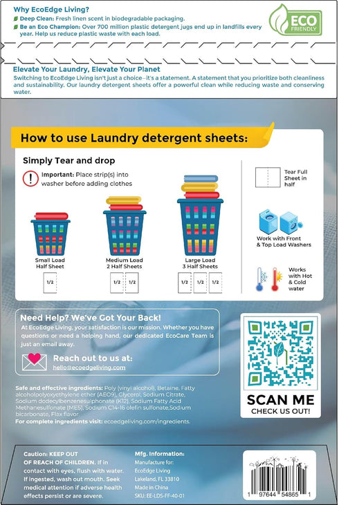 Laundry Detergent Sheets (Fragrance Free) - 80 Loads No Heavy Plastic Jug, Easy to Use Concentrated Laundry Detergent Sheets (Great for Travel)...