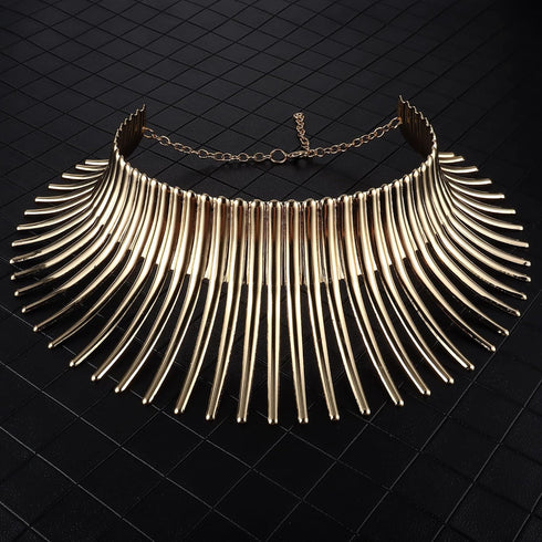YADOCA African Collar Choker Necklace Earrings Set for Women Gold Statement Tooth Shape Tribal African Jewelry...