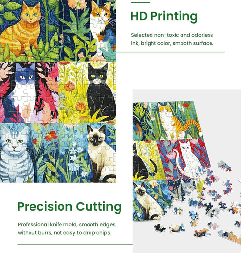Puzzle for Adults 300 Pieces-Cats and Flowers-Jigsaw Puzzle Featuring Cats being Their Cute Selves in Flower Arrangements-Thick, Sturdy Pieces Cha...