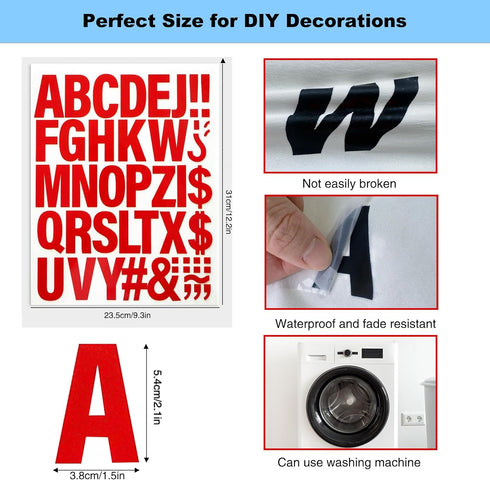 220 Pieces Iron on Letters for Clothing, 5 Sheets of Black Heat Transfer Vinyl for T Shirts, A-Z Patches PU DIY Crafts Alphabets Sticker for Fabri...