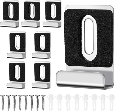 8 Sets of Metal Mirror Hanging Kit, Wall Mounting Mirror Clips for 1/4 Inch Mirror with Screw Rubber Pad, Heavy Mirror Mounting Hardware for Billb...