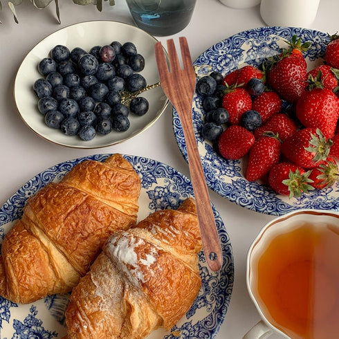 Cabilock Wooden Forks Long Handle Reusable Wooden Fork: Japanese Style Wood Salad Dinner Fork Handmade Kitchen Utensil Tableware Dinnerware for Ho...