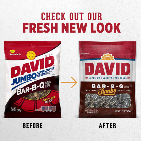 David Jumbo Sunflower Seeds Bar-B-Q Flavor 5.25 oz Bag...