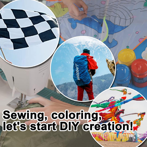 9KM DWLIFE Fabric, Black Waterproof Ripstop Nylon Fabric 40D, 60x39 Inches, Lightweight, PU Coating, Airtight Fabric for Kite, Tent, Flag, Bag, Ta...
