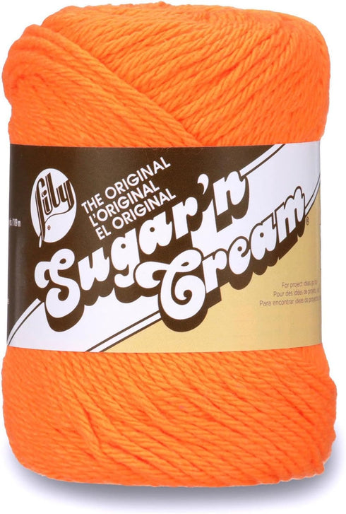 Lily 10200101628 Sugar 'N Cream The Original Solid Yarn, 2.5oz, Medium 4 Gauge, 100% Cotton - Hot Orange - Machine Wash & Dry......