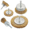 5 Pcs Wire Brush Wheel for Drill, Brass Wire Brush for Drill, 1/4 Inch Hex Shank, Wire Brush Drill Bit, Wire C up Brush for Rust Removal, Wire Bru...