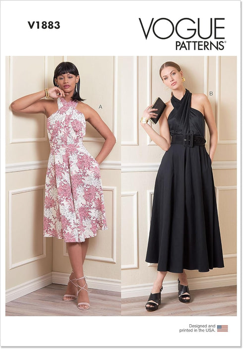 Vogue Misses' Criss-Cross Halter Dress Sewing Pattern Kit, Design Code V1883, Sizes 6-8-10-12-14...