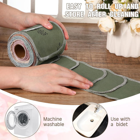 50 Pcs Reusable Toilet Washable Bidet Towels Rerollable Cloth Wipes Paperless Towels Roll Absorbent Cotton Towels Paper Towels for Kitchen Paperle...