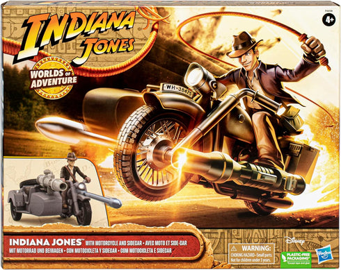 Indiana Jones Worlds of Adventure with Motorcycle and Sidecar Action Figure Set, 2.5-inch, Action Figures, Ages 4 and Up...