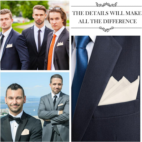 Bonuci 5 Pcs Pocket Square 15 x 15 Inch Linen Handkerchief for Men Prefolded Linen Kerchief for Men's Suit, White...