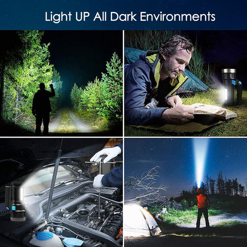 Wrrozz LED Flashlight High Lumens - USB Rechargeable Flashlight for Camping, Hiking, Walking - Powerful Emergency Flashlight with 4 Modes for Outd...