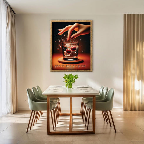 Posterizer 1 pcs-retro cherry drink-You're so gorgeous-Kitchen & Bar Art Art Poster Print for Home, Office, Store, Bar- unframed wall art...