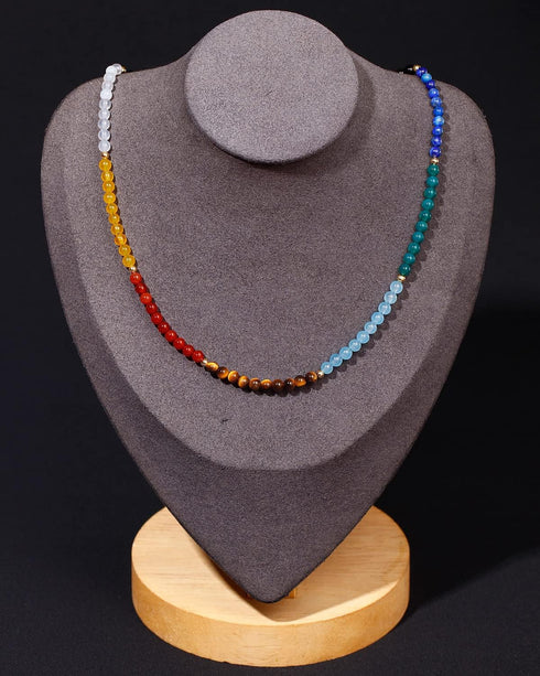 Jewever 7 Chakra Choker Necklace for Women Crystals and Healing Stones Balance Meditation Yoga Worry Stone Jewelry Gifts (16"+2")...