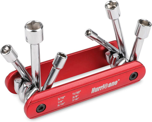 HURRICANE 6 in 1 Folding Nut Driver Set SAE, Hex Nut Driver Set, Cr-V Steel Shank. Premium Portable Premium Aluminum Handle. Easy to Carry Out, 3/...