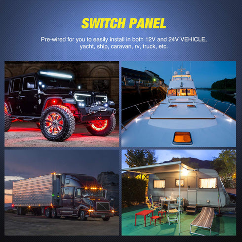 Nilight - 90128C 3 Gang Rocker Switch Panel Aluminum 5 Pin ON Off Toggle Switch Panel Pre-Wired Rocker Switch SPST 12V 24V Switches for Marine Boa...