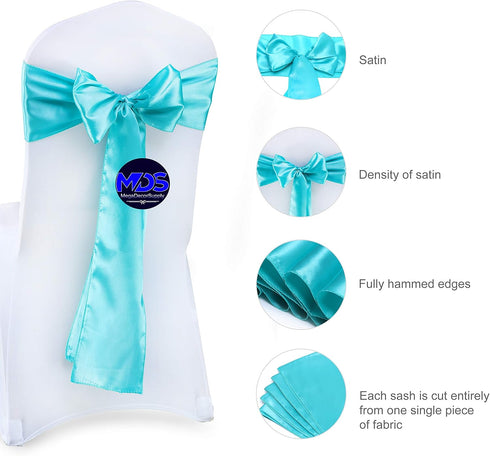 MDS Pack of 25 PCS Satin Chair Sashes Charmeuse Sateen Dining Chair Bows Ribbon Ties Back Sash for Wedding Party Birthday Home Hotel Restaurant Ba...