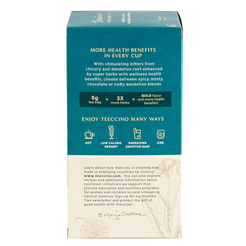 Teeccino Dandelion Herbal Tea - Mocha - Caffeine Free, Prebiotic, Gluten Free, 3x More Herbs - 25 Tea Bags...