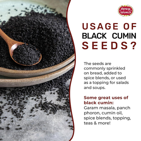Spicy World Black Cumin Seeds 7oz - Nigella Sativa - Resealable bag | Whole Seed (Kalonji) Great for Health, Making Black Seed Oil & More!...