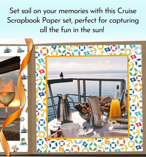 Cruise Scrapbook Paper 12x12 - Cruise Ship Scrapbook Paper with Palm Tree, Whale, Fun Phrases Design | Cruise Ship Scrapbooking Paper for Journal,...