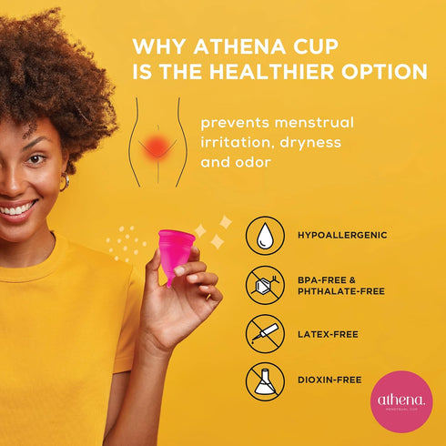 Athena Menstrual Cups 2 Pack - Large and Small Set - The Original Softer Reusable Period Cups for Women – for Light to Heavy Flow – No Shift Menst...