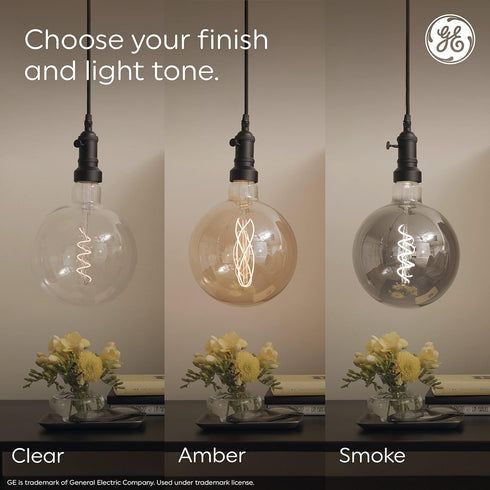GE Vintage Style LED Light Bulb, 40 Watt, Clear Finish, Warm Candle Light, T20 Tube Light...