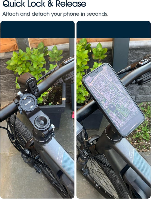 Bike Phone Mount,Mountain Bicycle Stem Cell Phone Holder,Universal Aluminum Handlebar Phone Clamp,MTB / Road E-Bike Cycling Mobile Phone Clip,Quic...