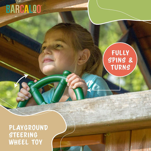Barcaloo Playground Kids Steering Wheel Toy - Outdoor Playhouse Toys Plastic Pirate Ship Wheel for Jungle Gym or Swing Set Accessories...