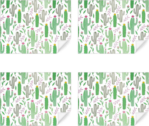 Cactus Wrapping Paper for Women Men, Green Cacti with Pink Yellow Flowers Tropical Gift Wrap Paper, 19.7x27.5 Inch Folded Flat Green Plant Art Pap...