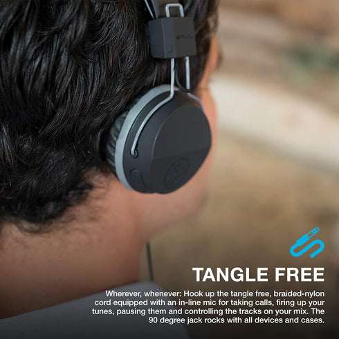 JLab Neon Folding On-Ear Headphones, Black, Wired Headphones, Tangle Free Cord, Noise Isolation, 40mm Neodymium Drivers, C3 Sound (Crystal Clear C...