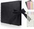 8.5x5.9 Inch Scrapbook Photo Album with DIY Accessories Kit - 60 Pages Black Kraft Paper DIY Handmade Album Scrapbook for Anniversary Wedding Grad...