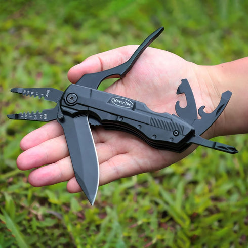RoverTac Pocket Knife Wire Stripper Multitool Folding Knife with 9-Pack Screwdriver Bit Set Bottle & Can Opener Liner Lock Durable Sheath Unique G...