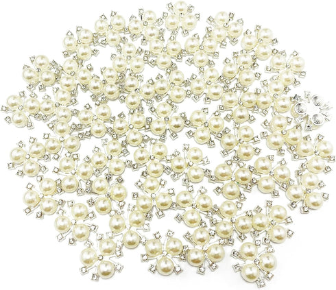 50Pcs Pearl Rhinestone Charms Buttons Embellishments Bulk Flatback for Shoe Decoration Jewelry Making Clothes Brooch Headbands and Wedding Flower ...