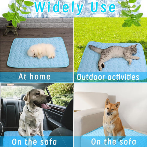 Portable Dog Cooling Mat, Washable Self-Cooling Ice Silk Cooling Mat, Pet Reusable Bed Mat for Indoor & Outdoor Pet Beach Essentials...