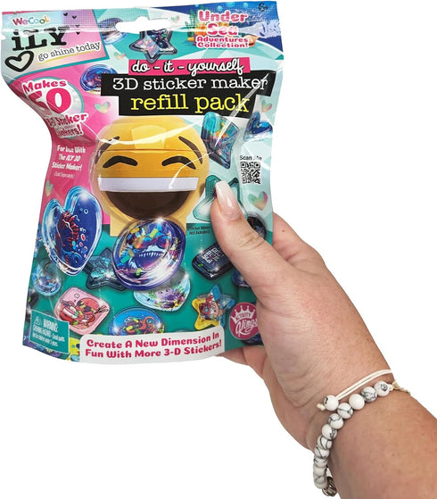 3D Sticker Maker Kit for Girls and Boys, DIY Arts and Crafts Fun for Ages 6+, Creative Toy Gift Set Includes 50+ Custom Refills- Safari Party Pack...