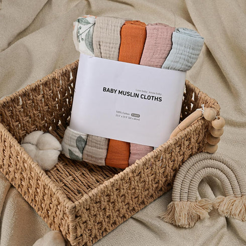 Muslin Receiving Blankets, Neutral Blanket Swaddling for Newborn Boys and Girls, 5 Pack Breathable and Skin-Friendly Swaddle Wrap for Infant Baby ...