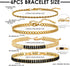 4PCS Colorful Gold Bracelets for Women, 5mm Square Cubic Zirconia Tennis Bracelet, 14K Gold Plated CZ Tennis Bracelets Pack for Women Adjustable J...