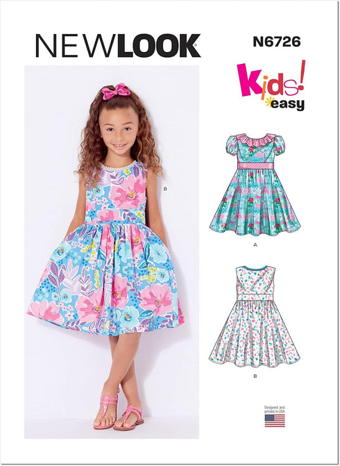 New Look Easy Toddlers' and Children's Dress Sewing Pattern Kit, Code N6726, Sizes 1/2-1-2-3-4-5-6-7-8, Multicolor...