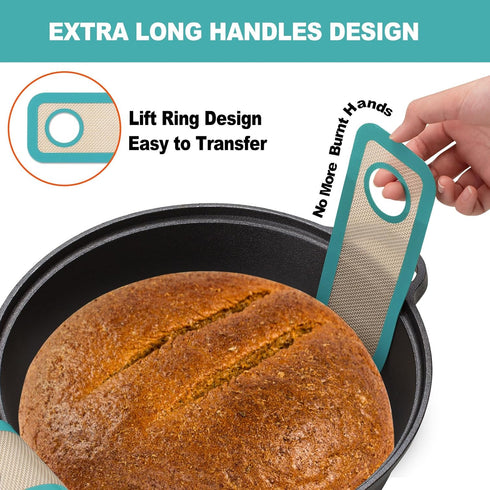 Silicone Bread Sling Dutch Oven - Best Japan Silicone. Non-Stick & Easy Clean Reusable Silicone Bread Baking Mat. With Extra Long Handles Bread Ba...