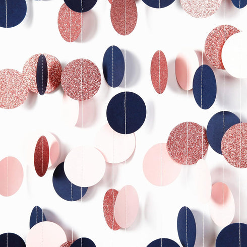 Navy-Blue Pink Rose-Gold Gender-Reveal Decorations - 52FT Party Streamers Garland Backdrop Banner Decor,Baby Bridal Shower Engagement Christmas We...