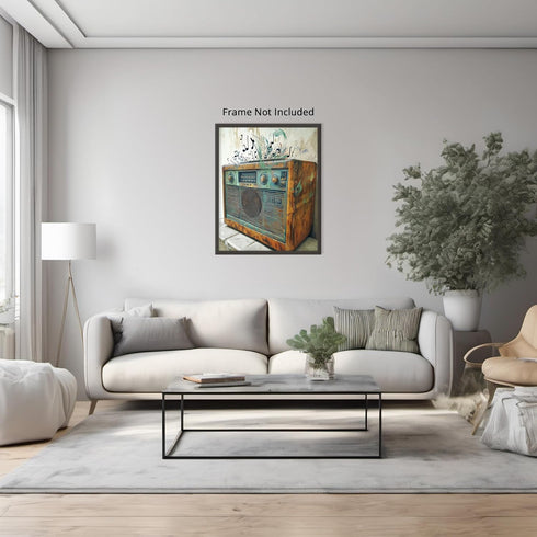 Posterizer-rustic modern art of classic boombox playing music -4-Musical Art Collection-Retro Art-Living Room Bedroom Decor- unframed wall art...