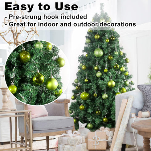 Lime Green 2.5" Christmas Balls Christmas Tree Decoration Ornaments Shatterproof Hanging Balls for Birthday Halloween Holiday Wedding Decorations ...